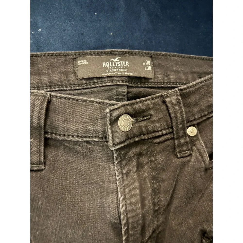 Hollister Stacked Skinny JeansMens 30x30 BlackDistressed Advanced Stretch Ripped